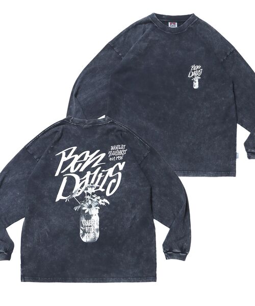 BEN DAVIS（ベンデイビス）の「【BEN DAVIS（ベンデイビス）】VASE WASHED L/S TEE[WIDE] / クルーネック 長袖 刺繍 オーバーサイズ（Tシャツ/カットソー・メンズ・オリーブ/パープル/ブラック・MEDIUM/LARGE/X-LARGE）」の2枚目の写真