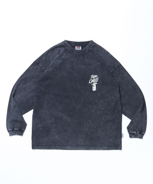 BEN DAVIS（ベンデイビス）の「【BEN DAVIS（ベンデイビス）】VASE WASHED L/S TEE[WIDE] / クルーネック 長袖 刺繍 オーバーサイズ（Tシャツ/カットソー・メンズ・オリーブ/パープル/ブラック・MEDIUM/LARGE/X-LARGE）」の4枚目の写真