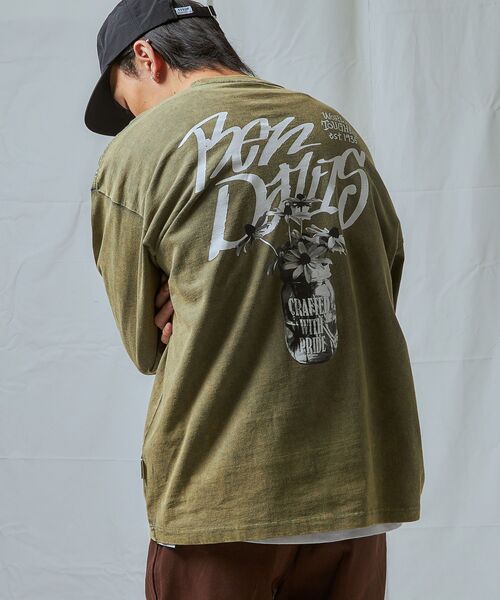 BEN DAVIS（ベンデイビス）の「【BEN DAVIS（ベンデイビス）】VASE WASHED L/S TEE[WIDE] / クルーネック 長袖 刺繍 オーバーサイズ（Tシャツ/カットソー・メンズ・オリーブ/パープル/ブラック・MEDIUM/LARGE/X-LARGE）」の8枚目の写真