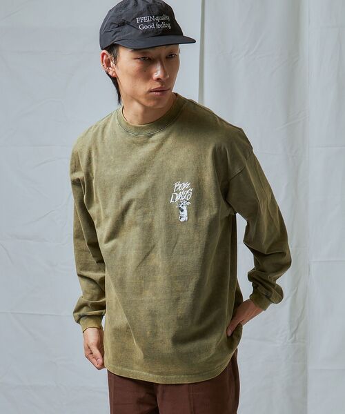 BEN DAVIS（ベンデイビス）の「【BEN DAVIS（ベンデイビス）】VASE WASHED L/S TEE[WIDE] / クルーネック 長袖 刺繍 オーバーサイズ（Tシャツ/カットソー・メンズ・オリーブ/パープル/ブラック・MEDIUM/LARGE/X-LARGE）」の10枚目の写真