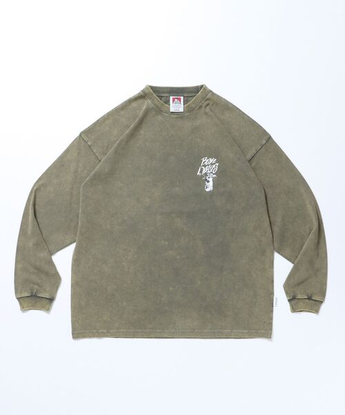 BEN DAVIS（ベンデイビス）の「【BEN DAVIS（ベンデイビス）】VASE WASHED L/S TEE[WIDE] / クルーネック 長袖 刺繍 オーバーサイズ（Tシャツ/カットソー・メンズ・オリーブ/パープル/ブラック・MEDIUM/LARGE/X-LARGE）」の12枚目の写真