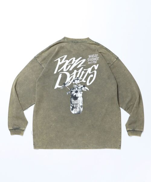 BEN DAVIS（ベンデイビス）の「【BEN DAVIS（ベンデイビス）】VASE WASHED L/S TEE[WIDE] / クルーネック 長袖 刺繍 オーバーサイズ（Tシャツ/カットソー・メンズ・オリーブ/パープル/ブラック・MEDIUM/LARGE/X-LARGE）」の14枚目の写真