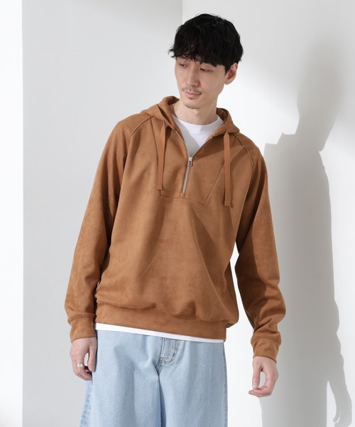 NANO universe(ナノユニバース)の「フェイクスエードハーフジップパーカーブルゾン(ブルゾン・メンズ・ネイビー/キャメル・S/M/L)」の11枚目の写真