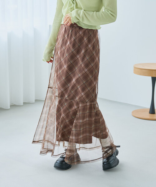 Kastane（カスタネ）の「チェックシアースカート（スカート・レディース・ブラック/ブラウン・FREE）」の3枚目の写真