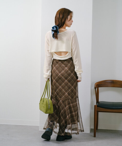 Kastane（カスタネ）の「チェックシアースカート（スカート・レディース・ブラック/ブラウン・FREE）」の21枚目の写真