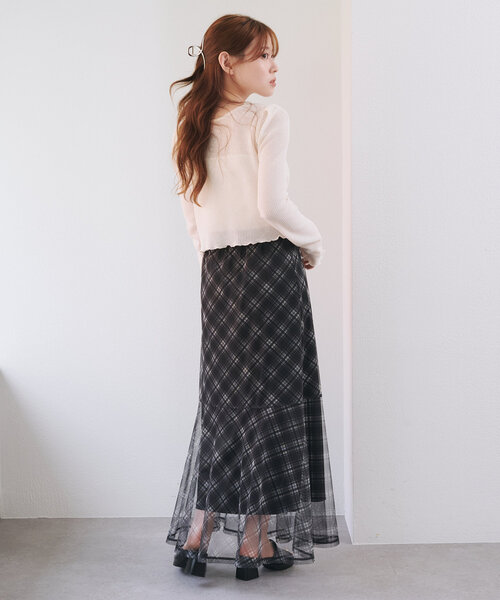 Kastane（カスタネ）の「チェックシアースカート（スカート・レディース・ブラック/ブラウン・FREE）」の15枚目の写真