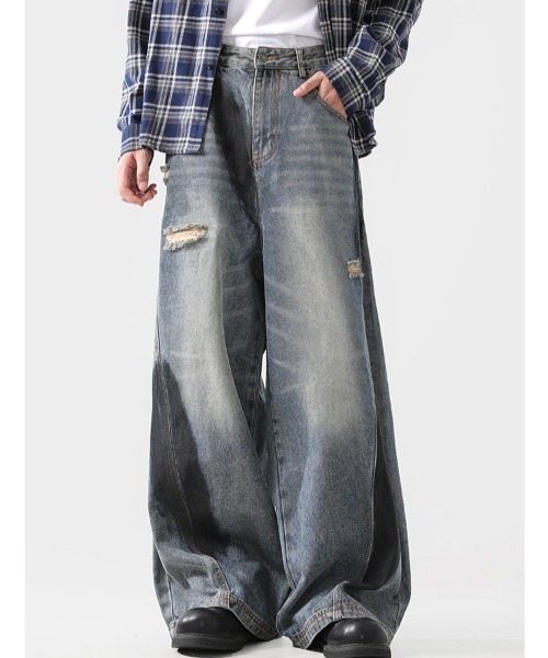 diesel ダメージデニムパンツ　y2k Y2Kヴィンテージダメージワイドルーズデニム