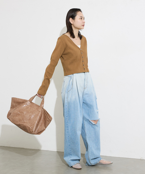 JOURNAL STANDARD（ジャーナルスタンダード）の「ハリヌキテレコクロップドカーディガン（カーディガン/ボレロ・レディース・ブラック/ブラウン系その他・FREE）」の4枚目の写真
