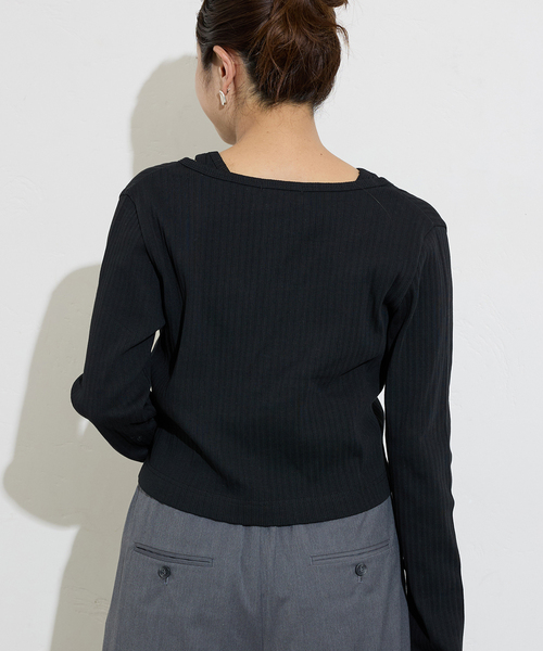 JOURNAL STANDARD（ジャーナルスタンダード）の「ハリヌキテレコクロップドカーディガン（カーディガン/ボレロ・レディース・ブラック/ブラウン系その他・FREE）」の7枚目の写真