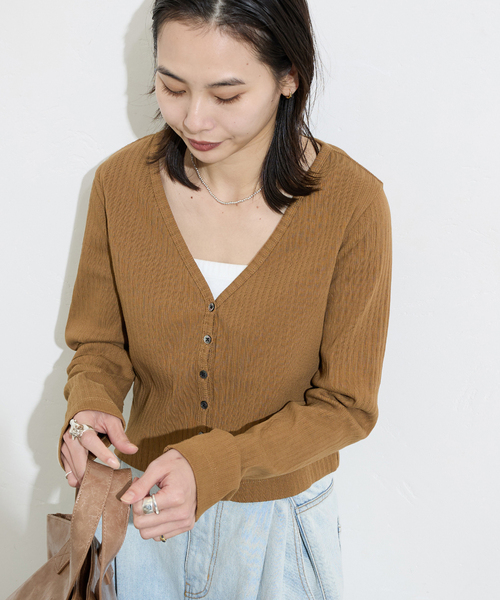 JOURNAL STANDARD（ジャーナルスタンダード）の「ハリヌキテレコクロップドカーディガン（カーディガン/ボレロ・レディース・ブラック/ブラウン系その他・FREE）」の13枚目の写真