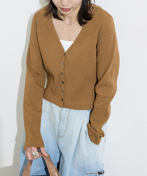 JOURNAL STANDARD（ジャーナルスタンダード）の「ハリヌキテレコクロップドカーディガン（カーディガン/ボレロ・レディース・ブラック/ブラウン系その他・FREE）」の14枚目の写真
