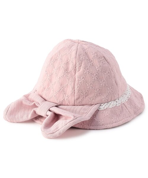 Ampersand（アンパサンド）の「ベビー リボン日よけ付きレースハット（ハット・キッズ・サックスブルー/ピンク/アイボリー・44/46/48）」の2枚目の写真