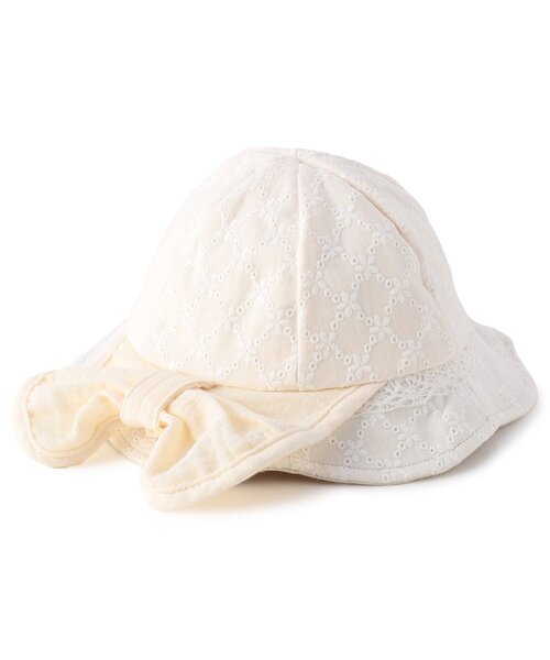 Ampersand（アンパサンド）の「ベビー リボン日よけ付きレースハット（ハット・キッズ・サックスブルー/ピンク/アイボリー・44/46/48）」の3枚目の写真