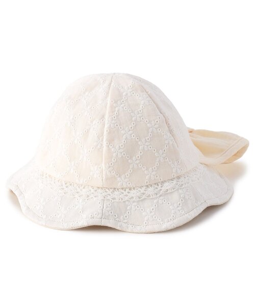 Ampersand（アンパサンド）の「ベビー リボン日よけ付きレースハット（ハット・キッズ・サックスブルー/ピンク/アイボリー・44/46/48）」の8枚目の写真