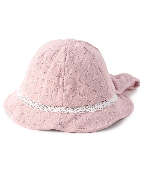 Ampersand（アンパサンド）の「ベビー リボン日よけ付きレースハット（ハット・キッズ・サックスブルー/ピンク/アイボリー・44/46/48）」の9枚目の写真