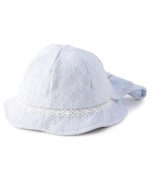 Ampersand（アンパサンド）の「ベビー リボン日よけ付きレースハット（ハット・キッズ・サックスブルー/ピンク/アイボリー・44/46/48）」の10枚目の写真