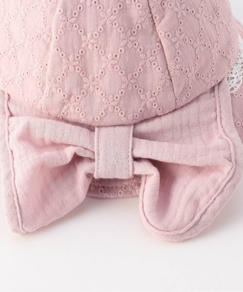 Ampersand（アンパサンド）の「ベビー リボン日よけ付きレースハット（ハット・キッズ・サックスブルー/ピンク/アイボリー・44/46/48）」の4枚目の写真