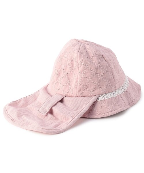 Ampersand（アンパサンド）の「ベビー リボン日よけ付きレースハット（ハット・キッズ・サックスブルー/ピンク/アイボリー・44/46/48）」の7枚目の写真