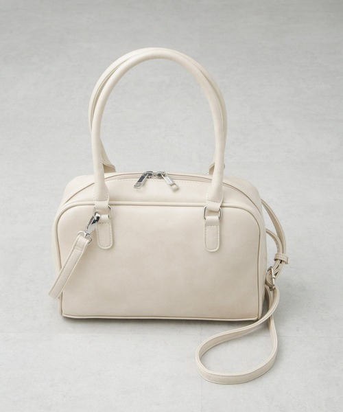 NANO universe（ナノユニバース）の「2WAYスクエアボストンバッグ（ボストンバッグ・レディース・ブラック/アイボリー・FREE）」の3枚目の写真