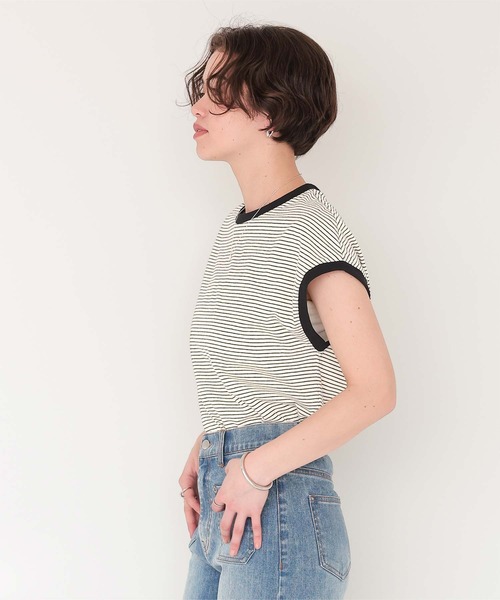 titivate(ティティベイト)の「ボーダーリンガーTシャツ(Tシャツ/カットソー・レディース・ブルー/ブラック/アイボリー/ネイビー/ブラウン・S/M/L)」の7枚目の写真