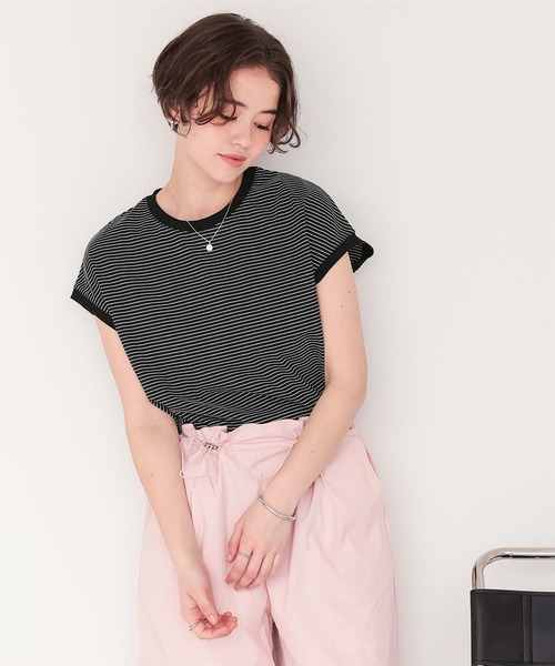 titivate(ティティベイト)の「ボーダーリンガーTシャツ(Tシャツ/カットソー・レディース・ブルー/ブラック/アイボリー/ネイビー/ブラウン・S/M/L)」の15枚目の写真