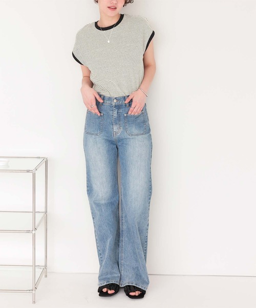 titivate(ティティベイト)の「ボーダーリンガーTシャツ(Tシャツ/カットソー・レディース・ブルー/ブラック/アイボリー/ネイビー/ブラウン・S/M/L)」の8枚目の写真