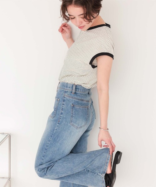 titivate(ティティベイト)の「ボーダーリンガーTシャツ(Tシャツ/カットソー・レディース・ブルー/ブラック/アイボリー/ネイビー/ブラウン・S/M/L)」の10枚目の写真