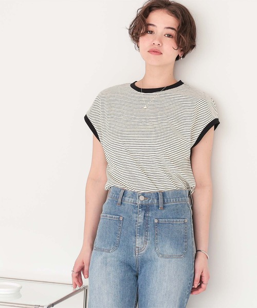 titivate(ティティベイト)の「ボーダーリンガーTシャツ(Tシャツ/カットソー・レディース・ブルー/ブラック/アイボリー/ネイビー/ブラウン・S/M/L)」の11枚目の写真