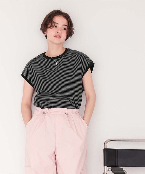 titivate(ティティベイト)の「ボーダーリンガーTシャツ(Tシャツ/カットソー・レディース・ブルー/ブラック/アイボリー/ネイビー/ブラウン・S/M/L)」の16枚目の写真
