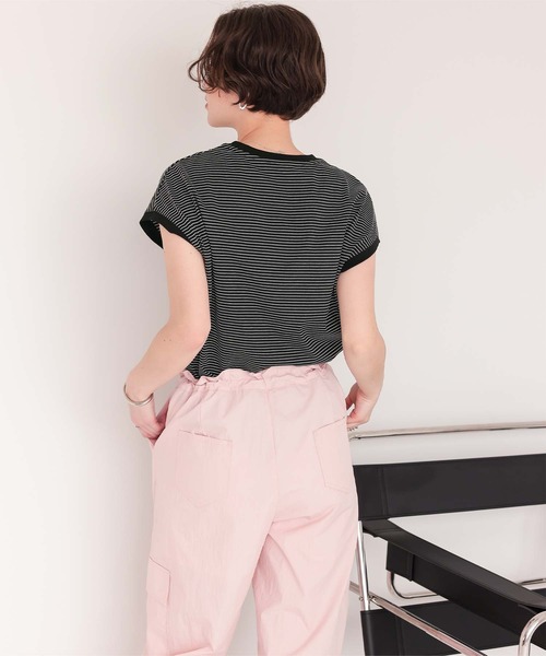 titivate(ティティベイト)の「ボーダーリンガーTシャツ(Tシャツ/カットソー・レディース・ブルー/ブラック/アイボリー/ネイビー/ブラウン・S/M/L)」の17枚目の写真