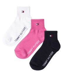 TOMMY HILFIGER（トミーヒルフィガー）の「【EC別注】TOMMY HILFIGER/トミーヒルフィガー ブランド ロゴ 靴下 抗菌防臭 くるぶし上 ショートソックス 3足セット 19cm 20cm 21cm 22cm 23cm（ソックス/靴下）」