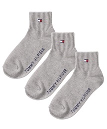 TOMMY HILFIGER（トミーヒルフィガー）の「【EC別注】TOMMY HILFIGER/トミーヒルフィガー ブランド ロゴ 靴下 抗菌防臭 くるぶし上 ショートソックス 3足セット 19cm 20cm 21cm 22cm 23cm（ソックス/靴下）」