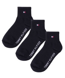 TOMMY HILFIGER（トミーヒルフィガー）の「【EC別注】TOMMY HILFIGER/トミーヒルフィガー ブランド ロゴ 靴下 抗菌防臭 くるぶし上 ショートソックス 3足セット 19cm 20cm 21cm 22cm 23cm（ソックス/靴下）」