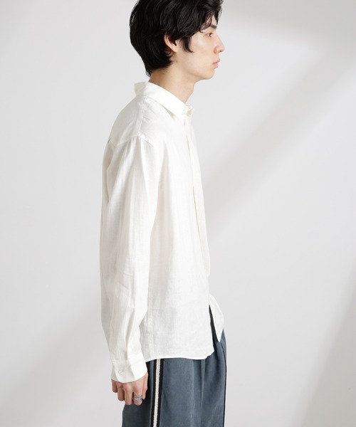 NANO universe（ナノユニバース）の「アンチスメルリネン レギュラーカラーシャツ 長袖（シャツ/ブラウス・メンズ・ホワイト/ブラック/サックスブルー/グレー・S/M/L）」の8枚目の写真