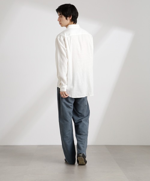 NANO universe（ナノユニバース）の「アンチスメルリネン レギュラーカラーシャツ 長袖（シャツ/ブラウス・メンズ・ホワイト/ブラック/サックスブルー/グレー・S/M/L）」の13枚目の写真