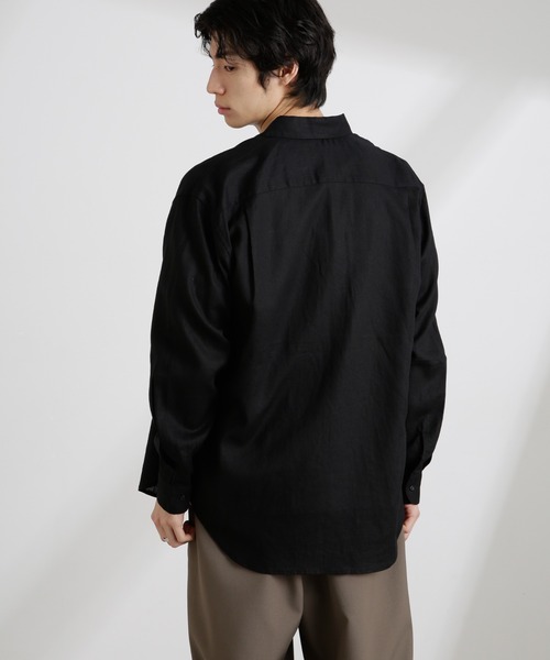 NANO universe（ナノユニバース）の「アンチスメルリネン レギュラーカラーシャツ 長袖（シャツ/ブラウス・メンズ・ホワイト/ブラック/サックスブルー/グレー・S/M/L）」の15枚目の写真