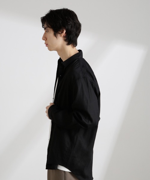 NANO universe（ナノユニバース）の「アンチスメルリネン レギュラーカラーシャツ 長袖（シャツ/ブラウス・メンズ・ホワイト/ブラック/サックスブルー/グレー・S/M/L）」の16枚目の写真