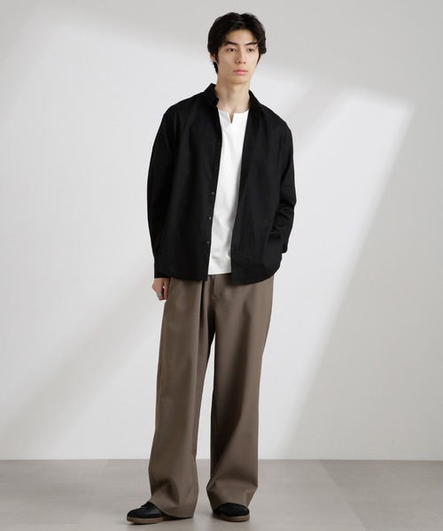 NANO universe（ナノユニバース）の「アンチスメルリネン レギュラーカラーシャツ 長袖（シャツ/ブラウス・メンズ・ホワイト/ブラック/サックスブルー/グレー・S/M/L）」の17枚目の写真