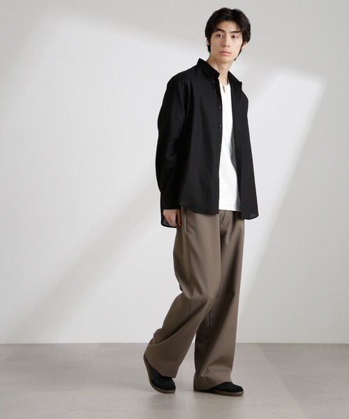 NANO universe（ナノユニバース）の「アンチスメルリネン レギュラーカラーシャツ 長袖（シャツ/ブラウス・メンズ・ホワイト/ブラック/サックスブルー/グレー・S/M/L）」の18枚目の写真