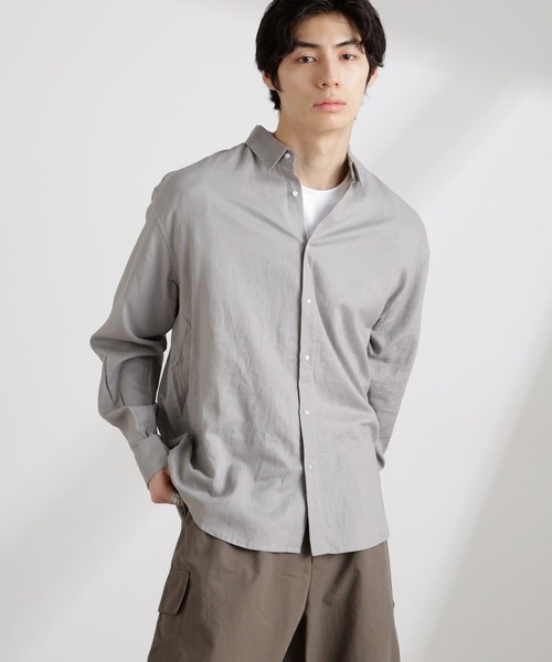 NANO universe（ナノユニバース）の「アンチスメルリネン レギュラーカラーシャツ 長袖（シャツ/ブラウス・メンズ・ホワイト/ブラック/サックスブルー/グレー・S/M/L）」の21枚目の写真