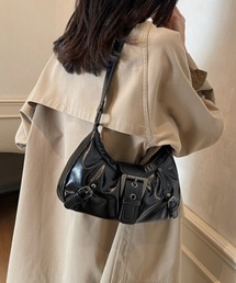 激レア⭐︎DIESEL LIQUID SPACE レザーバッグ Y2K DIESEL Liquid Space Collection Black Leather Silver Circle