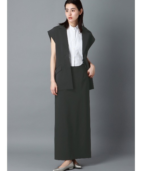 CIS.（シス）の「CIS． リネンルックノースリーブジャケット ウォッシャブル ストレッチ（テーラードジャケット・レディース・ブラック系/オリーブ系・36(7号)/38(9号)）」の6枚目の写真