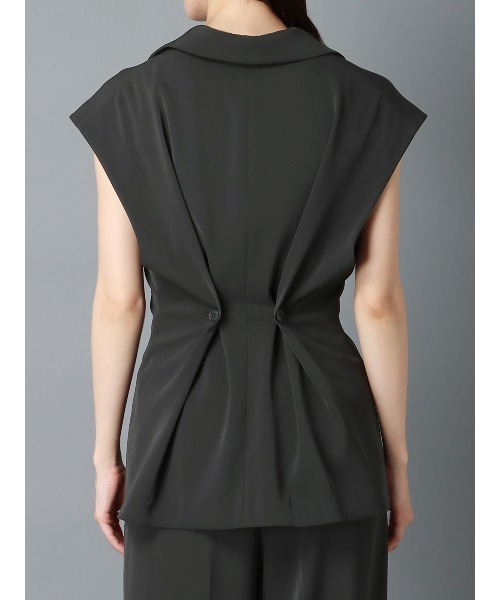 CIS.（シス）の「CIS． リネンルックノースリーブジャケット ウォッシャブル ストレッチ（テーラードジャケット・レディース・ブラック系/オリーブ系・36(7号)/38(9号)）」の12枚目の写真