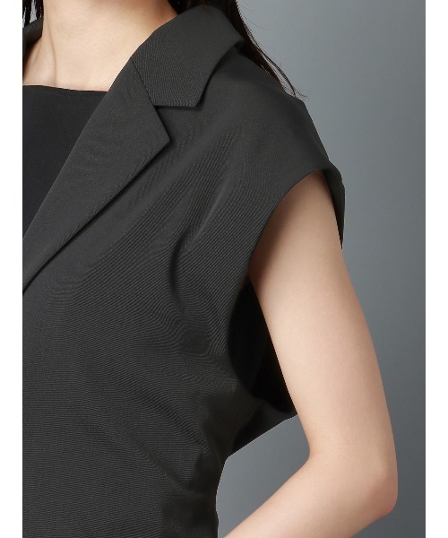 CIS.（シス）の「CIS． リネンルックノースリーブジャケット ウォッシャブル ストレッチ（テーラードジャケット・レディース・ブラック系/オリーブ系・36(7号)/38(9号)）」の14枚目の写真