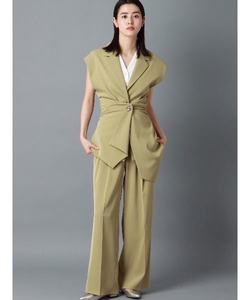 CIS.（シス）の「CIS． リネンルックノースリーブジャケット ウォッシャブル ストレッチ（テーラードジャケット・レディース・ブラック系/オリーブ系・36(7号)/38(9号)）」の19枚目の写真