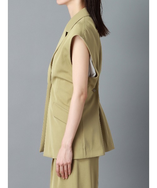 CIS.（シス）の「CIS． リネンルックノースリーブジャケット ウォッシャブル ストレッチ（テーラードジャケット・レディース・ブラック系/オリーブ系・36(7号)/38(9号)）」の21枚目の写真