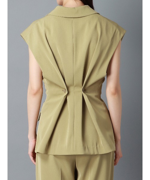 CIS.（シス）の「CIS． リネンルックノースリーブジャケット ウォッシャブル ストレッチ（テーラードジャケット・レディース・ブラック系/オリーブ系・36(7号)/38(9号)）」の22枚目の写真