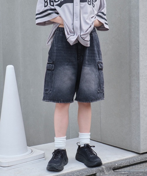 WEGO(ウィゴー)の「WEGO/イージーバギーデニムカーゴショーツ(デニムパンツ・メンズ・ブラック系2/ブラック系3/スカイブルー・SMALL/MEDIUM/LARGE)」の15枚目の写真