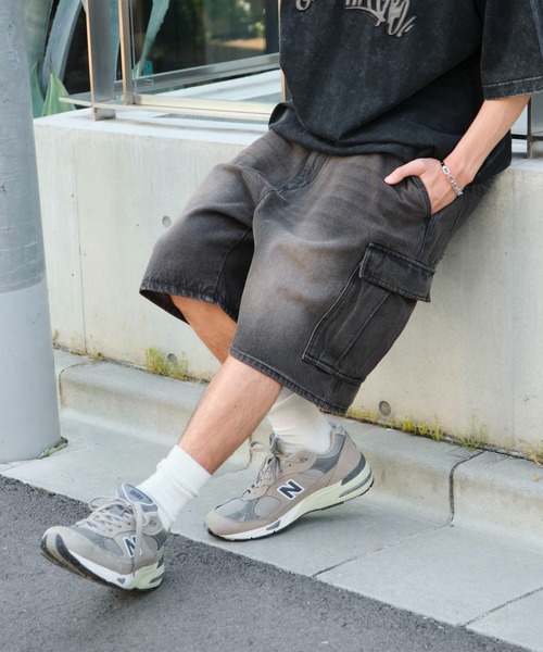 WEGO(ウィゴー)の「WEGO/イージーバギーデニムカーゴショーツ(デニムパンツ・メンズ・ブラック系2/ブラック系3/スカイブルー・SMALL/MEDIUM/LARGE)」の8枚目の写真