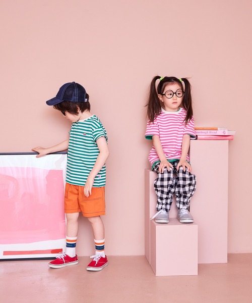 LSP WOW（エルエスピーワオ）の「【LSP WOW!】マイニチワッペンボーダーTee（Tシャツ/カットソー・キッズ・ベージュ/レッド/ブラウン/グリーン/イエロー/ネイビー/ピンク/ブラック/ブルー/グレー・120/110/100/90/80/130）」の21枚目の写真